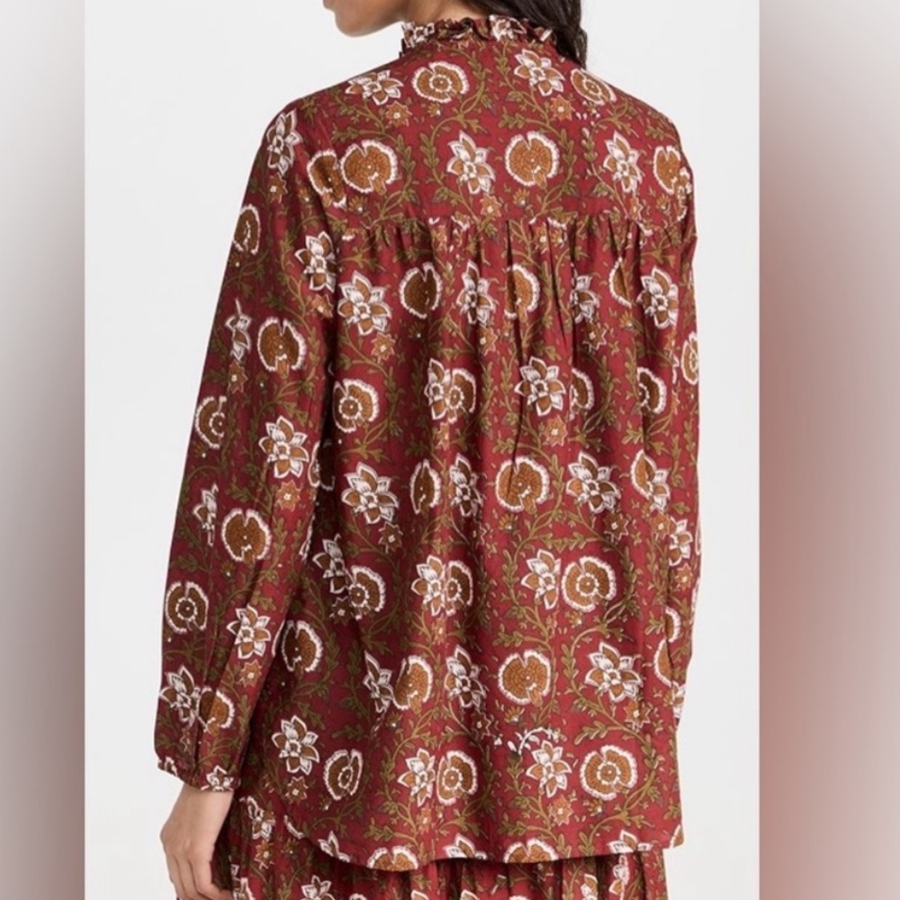 Millie Francesca Ruffle Neck Top Floral Button-Up Blouse - Picture 3 of 8